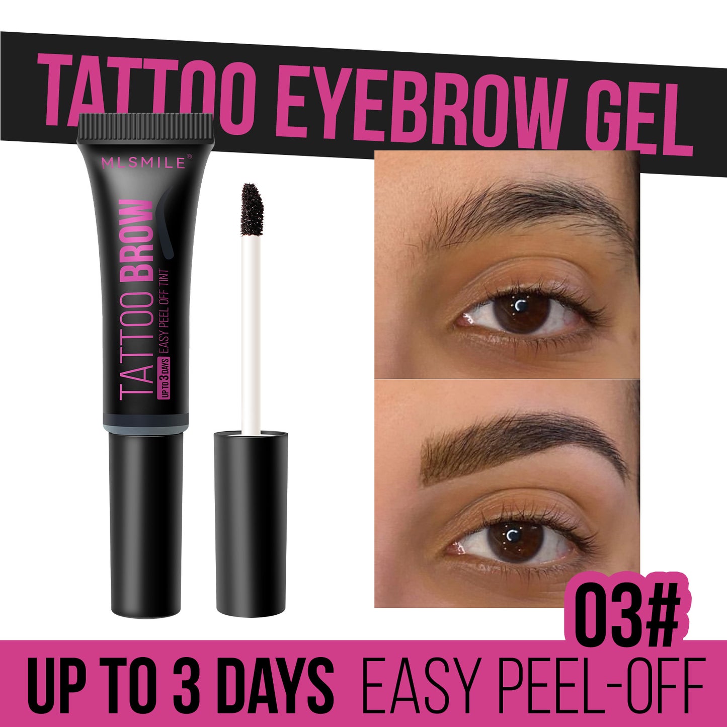 Long Lasting Waterproof Eyebrow Gel - Non Smudge, Dye & Pull
