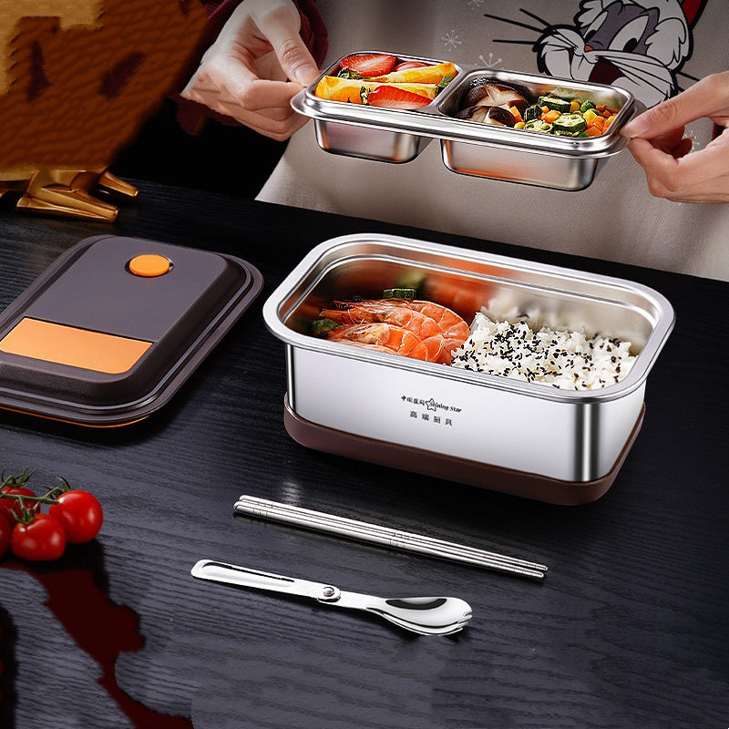 304 Stainless Steel Double Deck Lunch Box with Insulated Bag - Large Capacity Student Bento