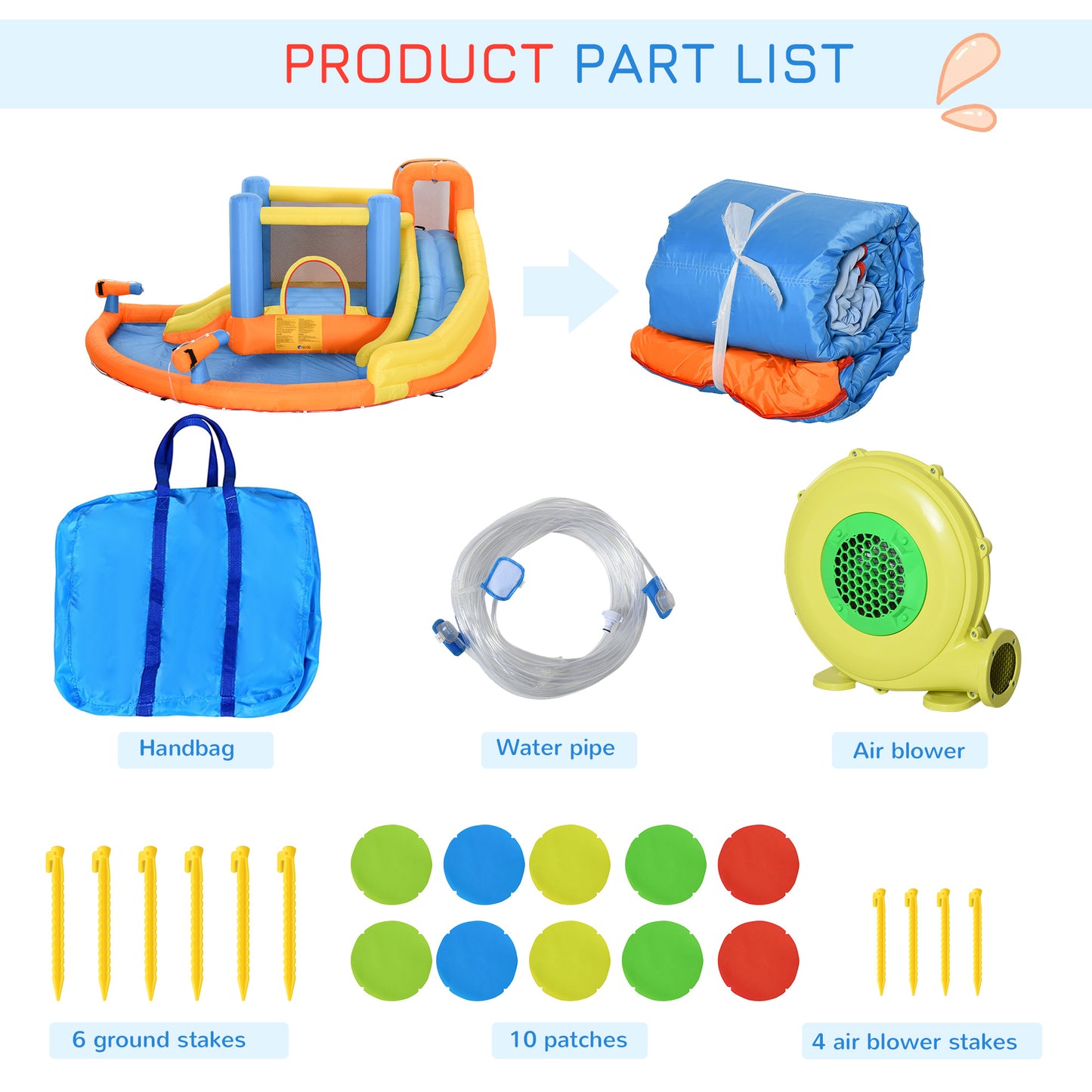 Kids 5-in-1 Inflatable Water Slide Bounce House with Pool