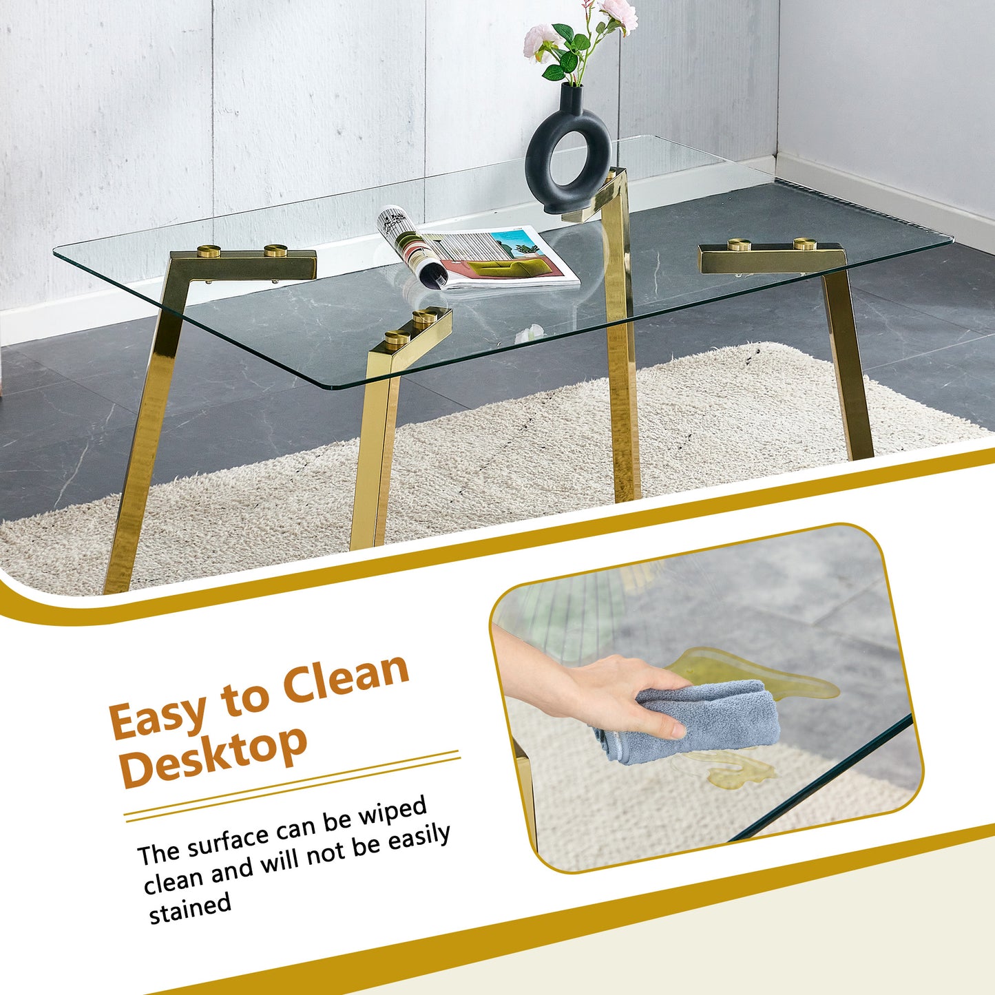 Table And Chair Set.51 X 31.5-inch Tempered Glass Dining Table,