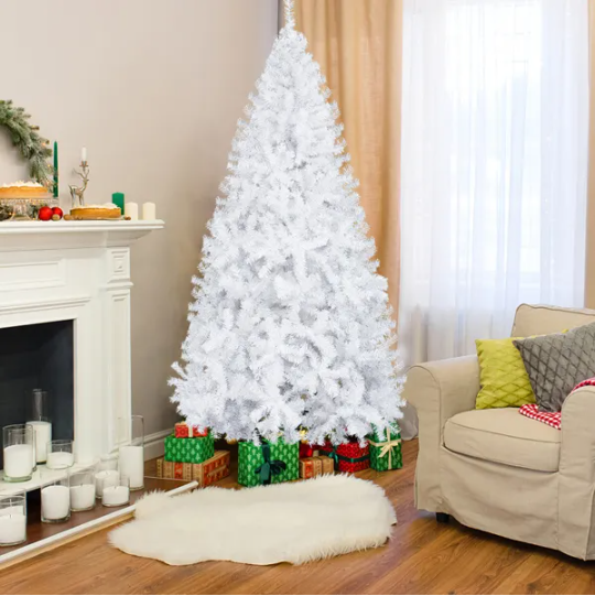 6 FT White Artificial Christmas Tree with 800 Branch Tips