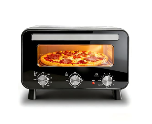 1600W Electric Pizza Oven for 12-Inch Pizzas - Black