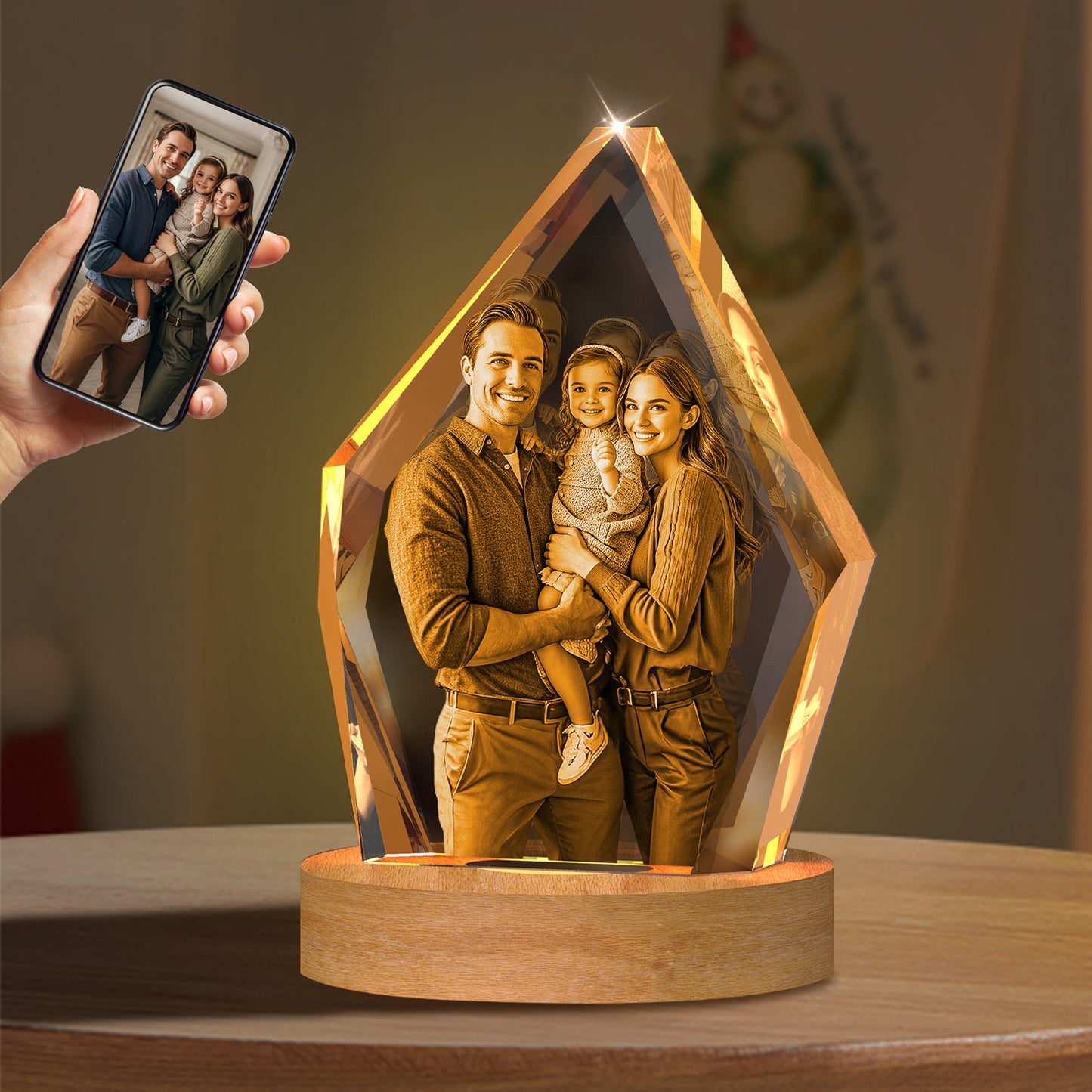 Custom 3D Crystal Photo Engraved Gift - Personalized Keepsake