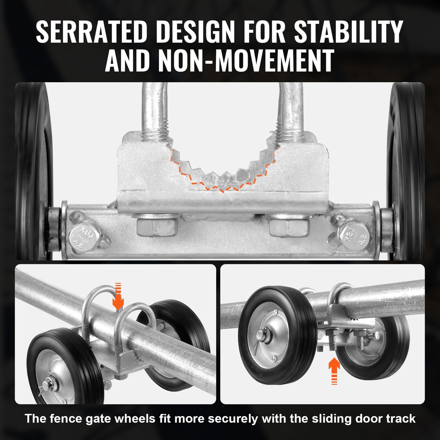 Heavy Duty Sliding Gate Kit 6 Inch Adjustable Hardware Support 600 Lb Load