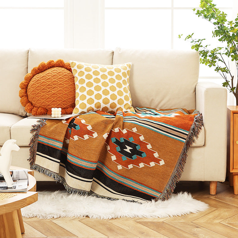 Outdoor Camping Sofa Throw Blanket Bohemian Geometric Pattern 130x160cm or 160x220cm