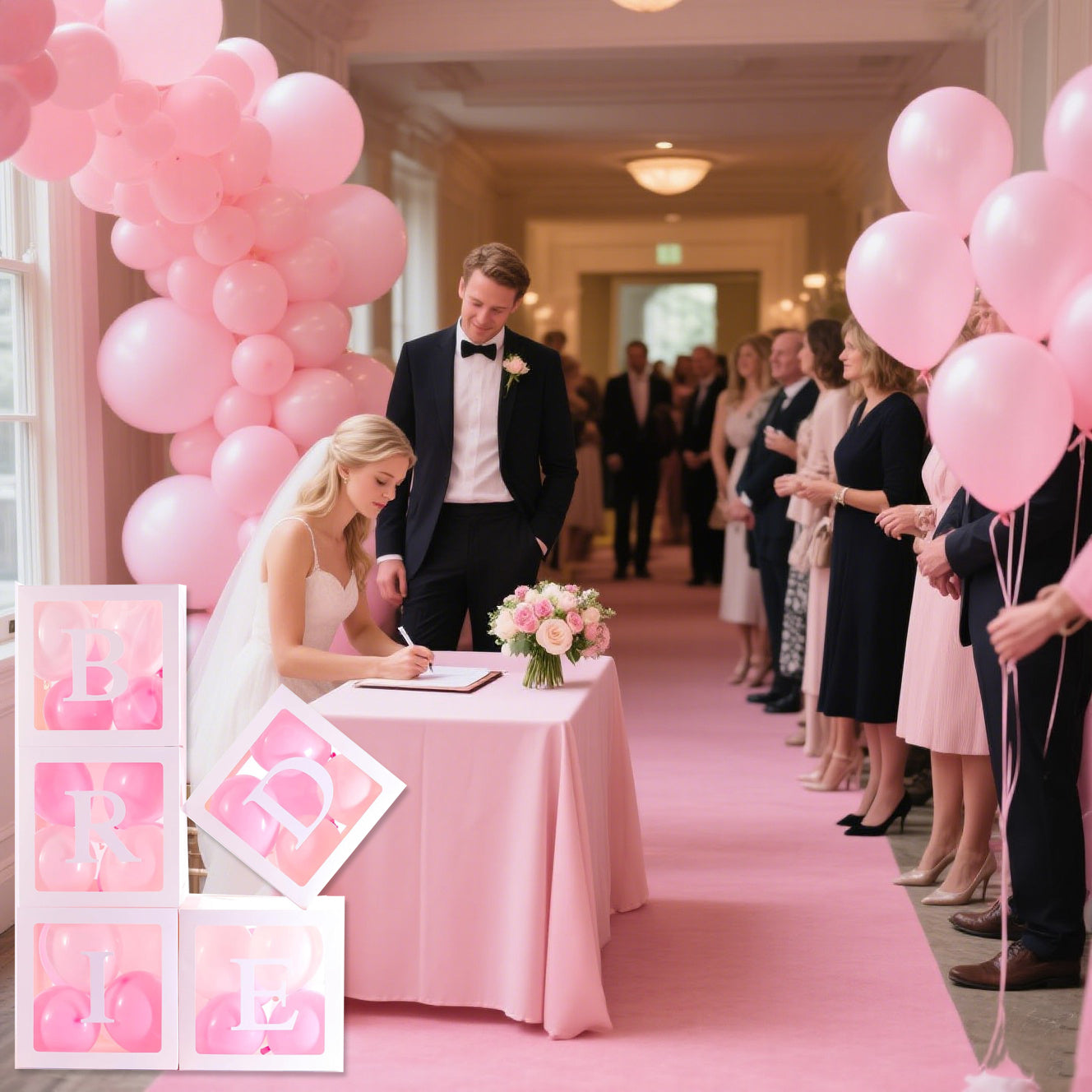 5 Wedding Balloon Boxes - White Paper Decoration 30cm