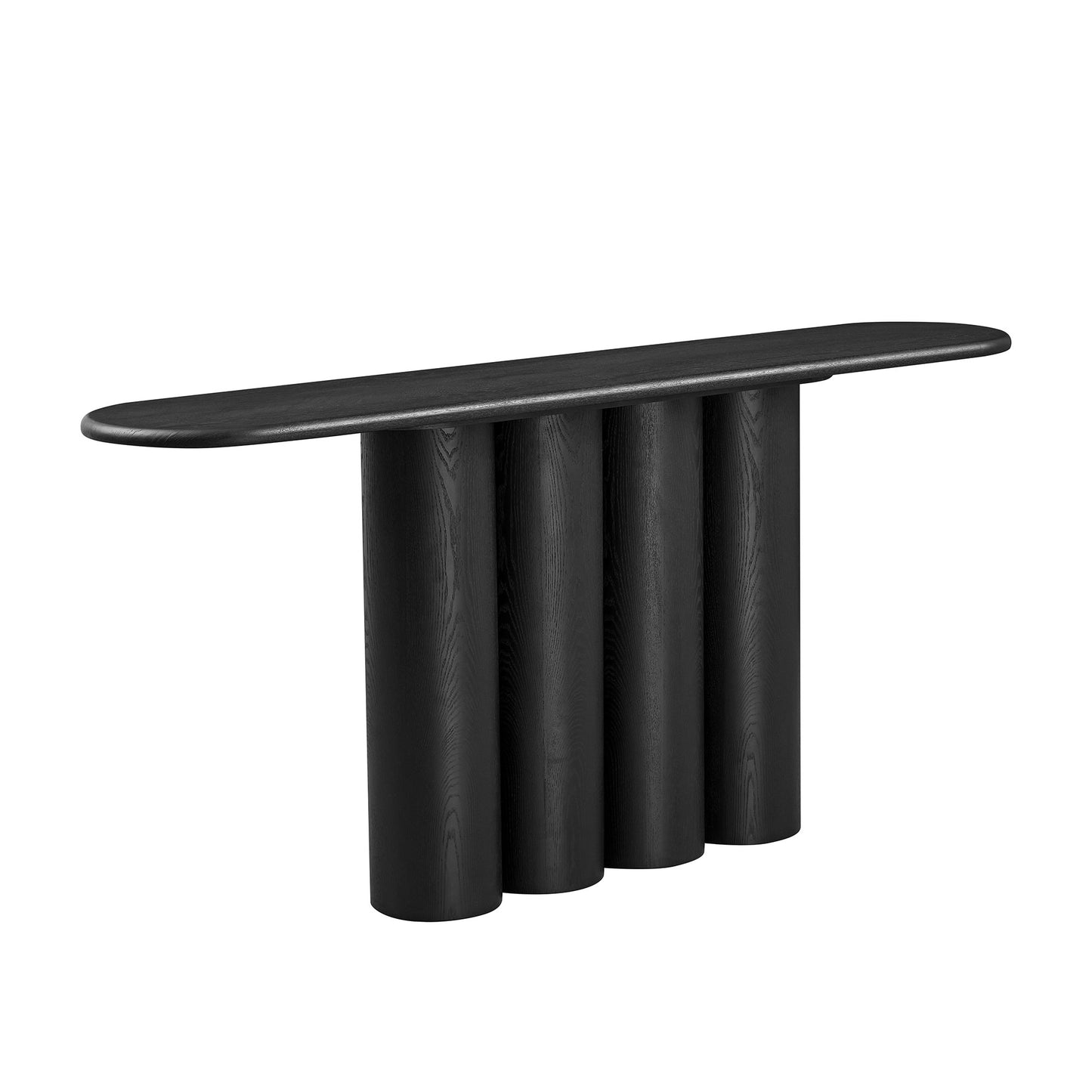 66.93'' Modern Console Table with Unique Cylindrical Legs - Black