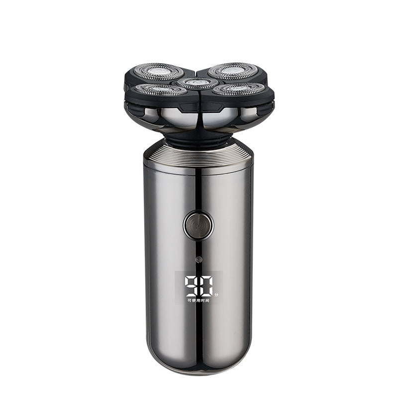 Digital Intelligent 5-Blade Electric Shaver – Silver, USB Rechargeable