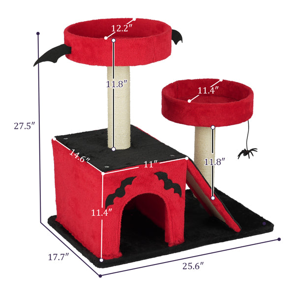 Halloween Cat Tree with Spooky Gothic Design, Large Cat Condo & Perches