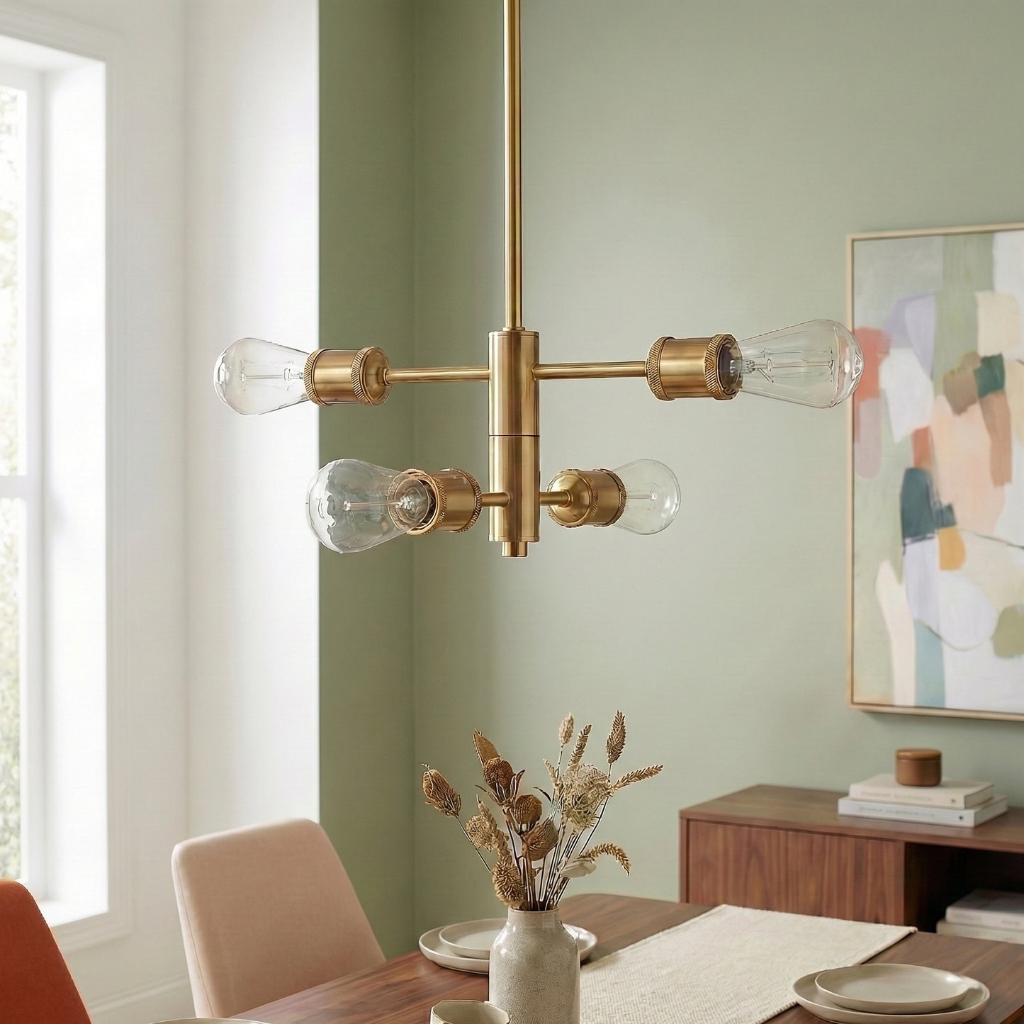 Trellis Four Lights Modern Gold Chandelier Vintage Pendant Fixture