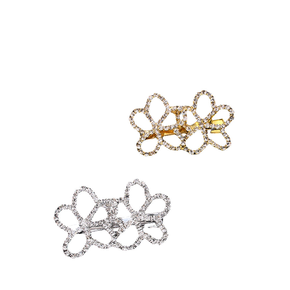 Flower Rhinestone Hair Barrette Clip for Women