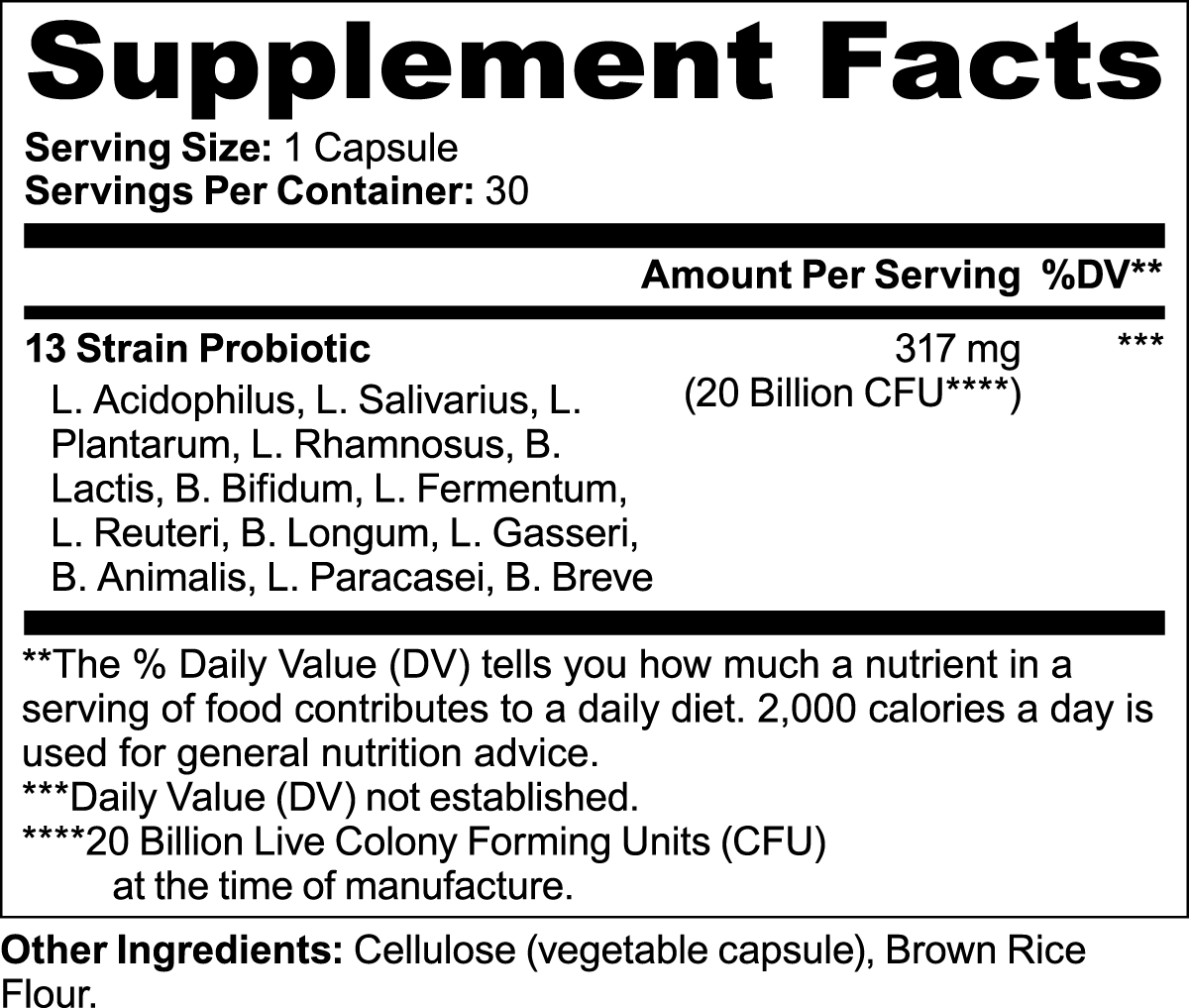 Probiotic Dietary Supplement - 20 Billion CFU Digestive & Immune Support