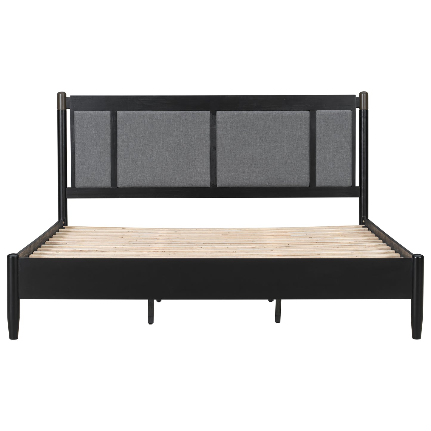 Solid Wood King Bed, Heavy Duty 600 Lbs Support, No Box Spring