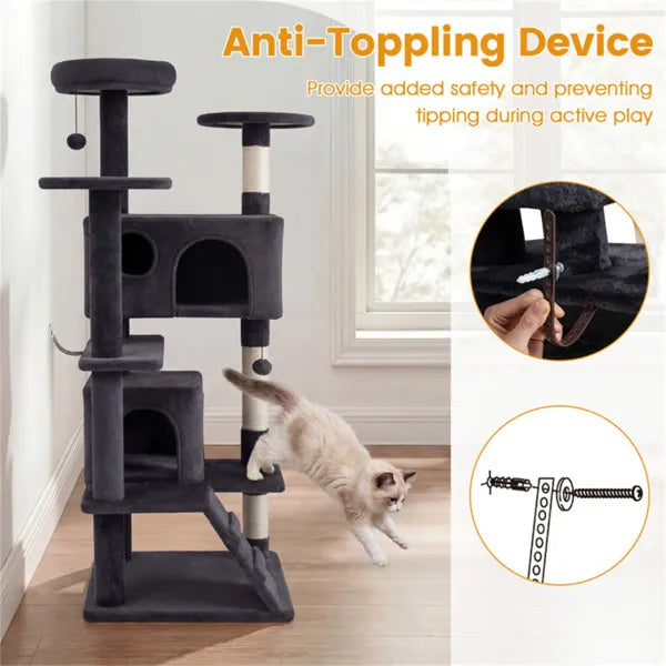52-Inch Tall Cat Tree Tower with Perches, Condos & Scratching Posts