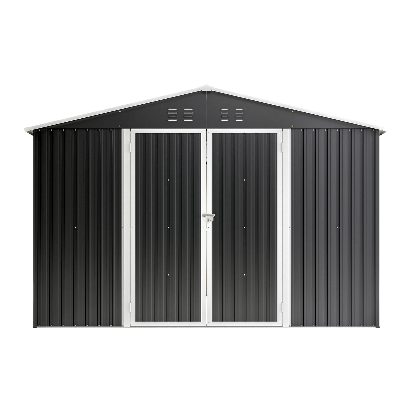 Metal Outdoor Storage Shed 10x12 FT with Lockable Doors - Black