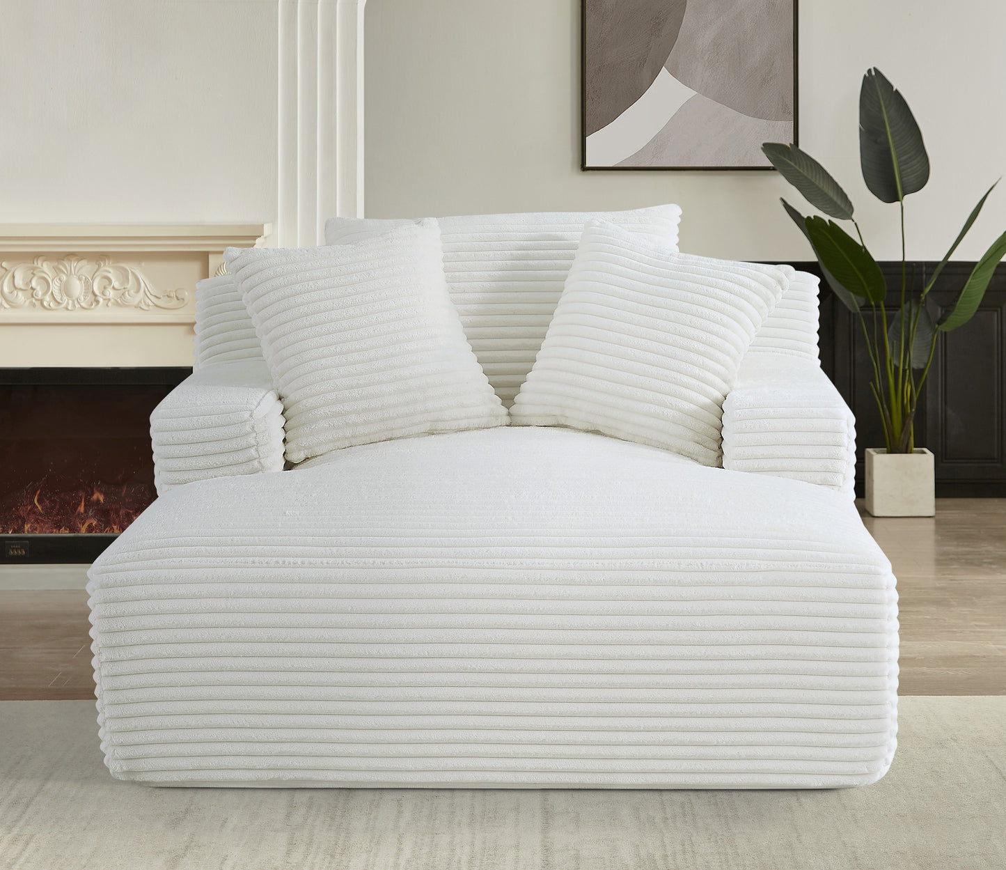 Cloudline Oversized Chaise Lounge Chair In Soft Corduroy, Modern