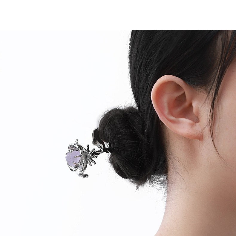 Silver Metal Flower Hairpin