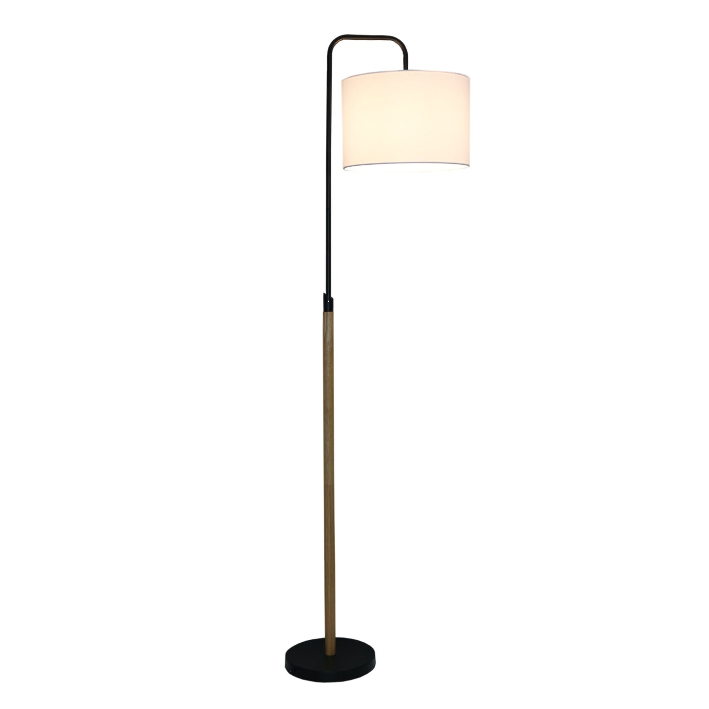 Floor Lamp With Cylinder Shade, Curved Standing Light For Living