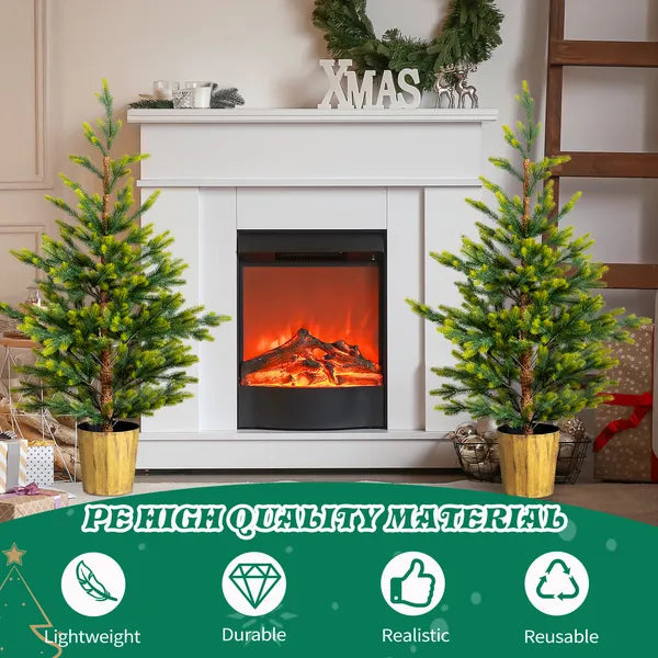 Potted 4FT Dual Tone Artificial Christmas Trees - 2 Pack