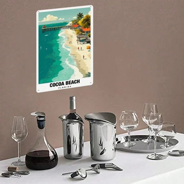 Retro Cocoa Beach Florida Metal Tin Sign - 20cm Home Decor