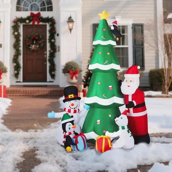 7.5FT Inflatable Christmas Decoration with Santa & Snowman