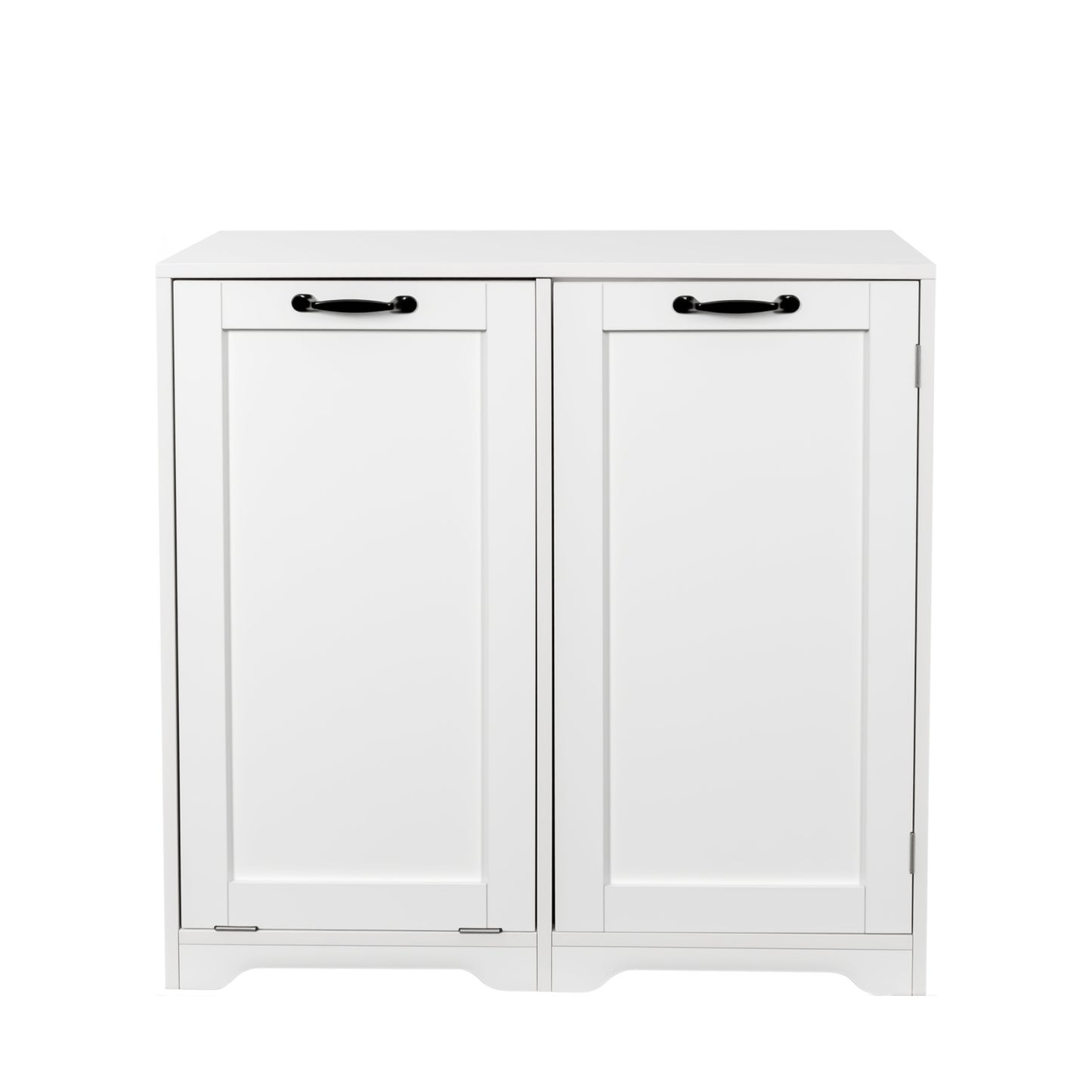 Tilt-Out Laundry Hamper Cabinet with Adjustable Shelf - White