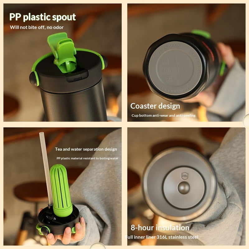 Insulated Stainless Steel Water Cup with Straw for Office & Home - 680mL