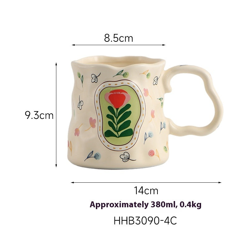 Ceramic Mug Ladies Milk Breakfast Cup 380ml - White Porcelain Drinkware