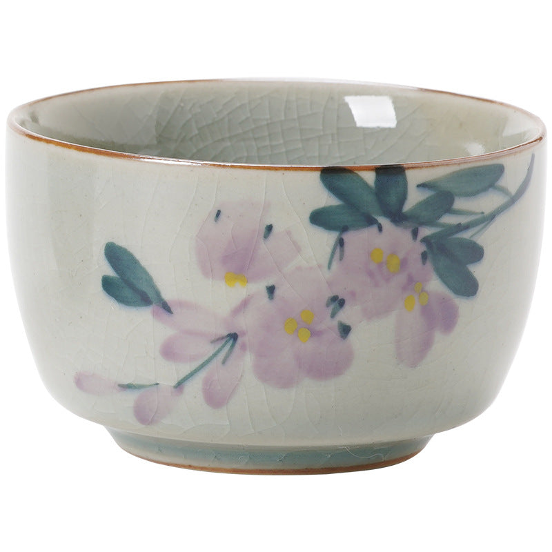 Hand Drawn Magnolia Ceramic Tea Cup 90ml - Borneol Style