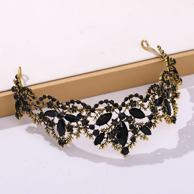 Bridal Tiara Black Diamond Vintage Crown for Wedding & Formal Events