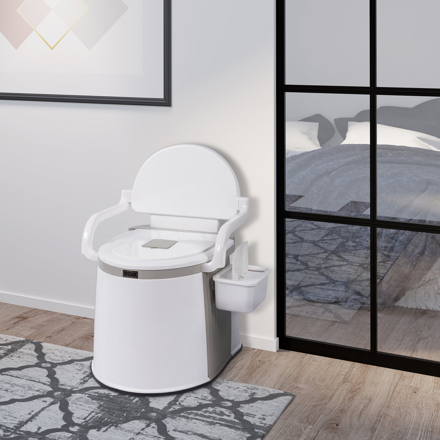 Portable Outdoor Toilet with Anti-Slip Strip - Off-White