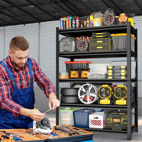 5-Tier Metal Storage Shelving, Industrial Utility Rack, Adjustable