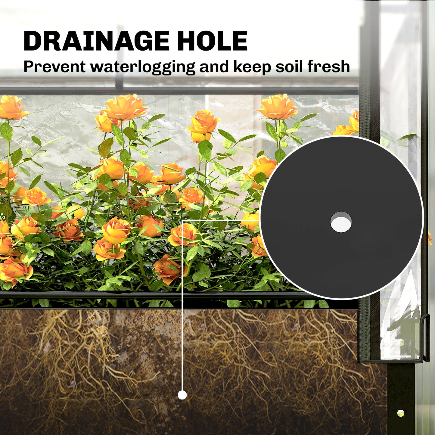 Raised Garden Bed with Flip-Up Greenhouse Cover - Metal Elevated Planter, Black, 1110x510x85 mm