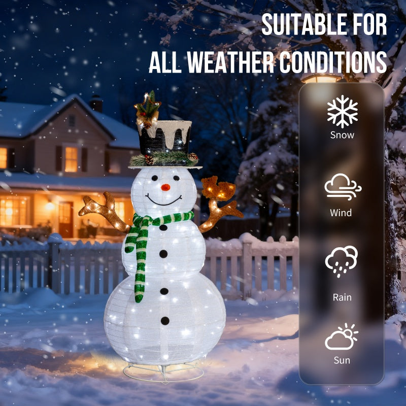 4ft White LED Snowman with Squirrel - Christmas Decoration