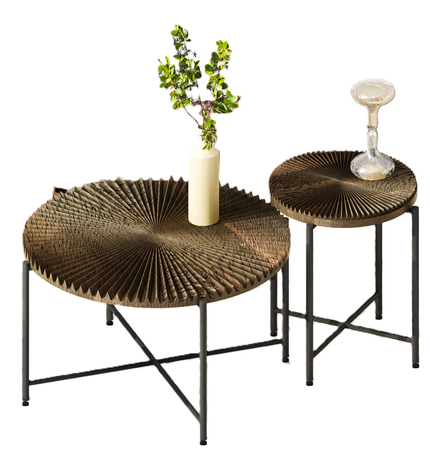 Radial Pattern 2-Piece Coffee And End Table Set -Waterproof MDF With