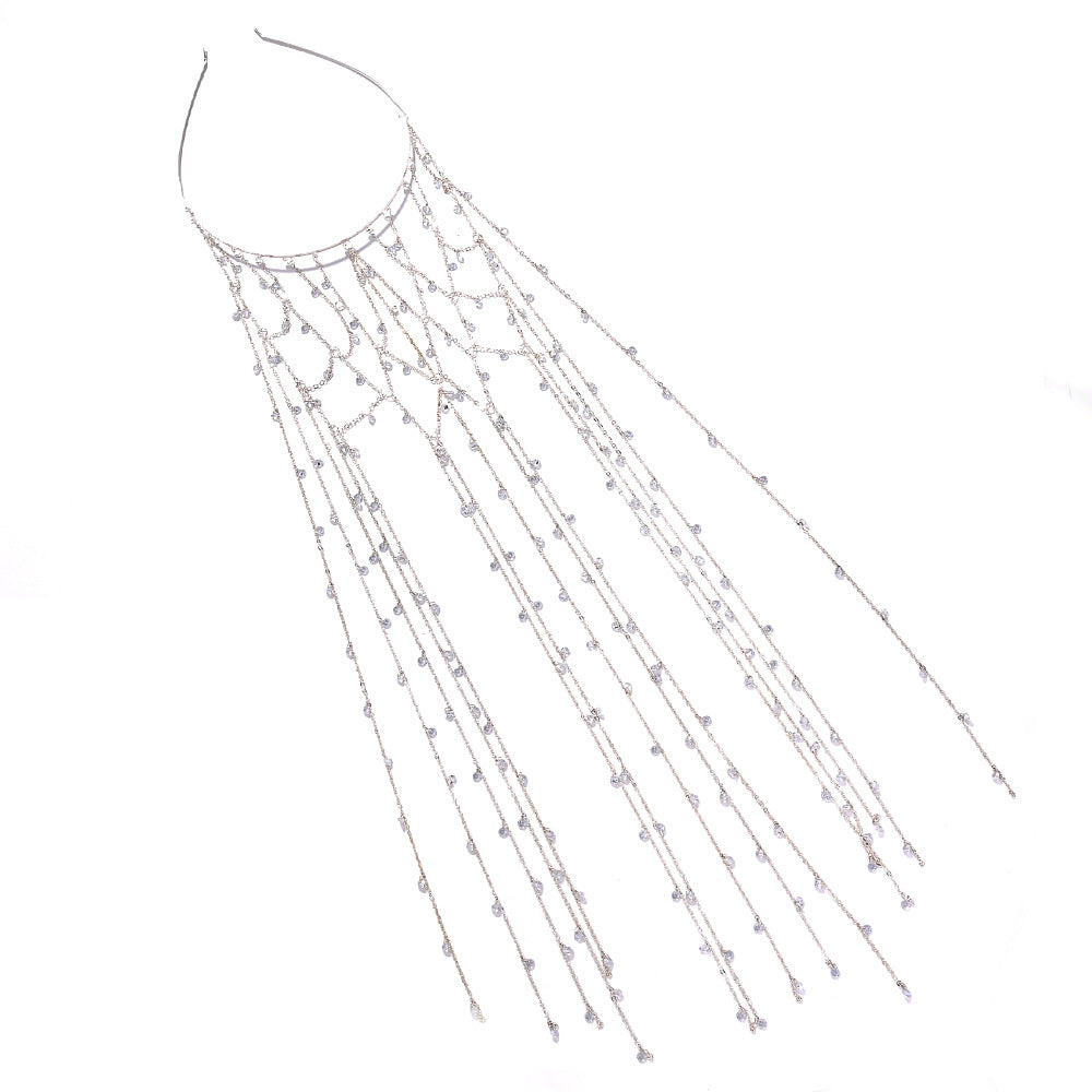 Mesh Tassel Rhinestone Headband - Gold & Silver Hair Accessory