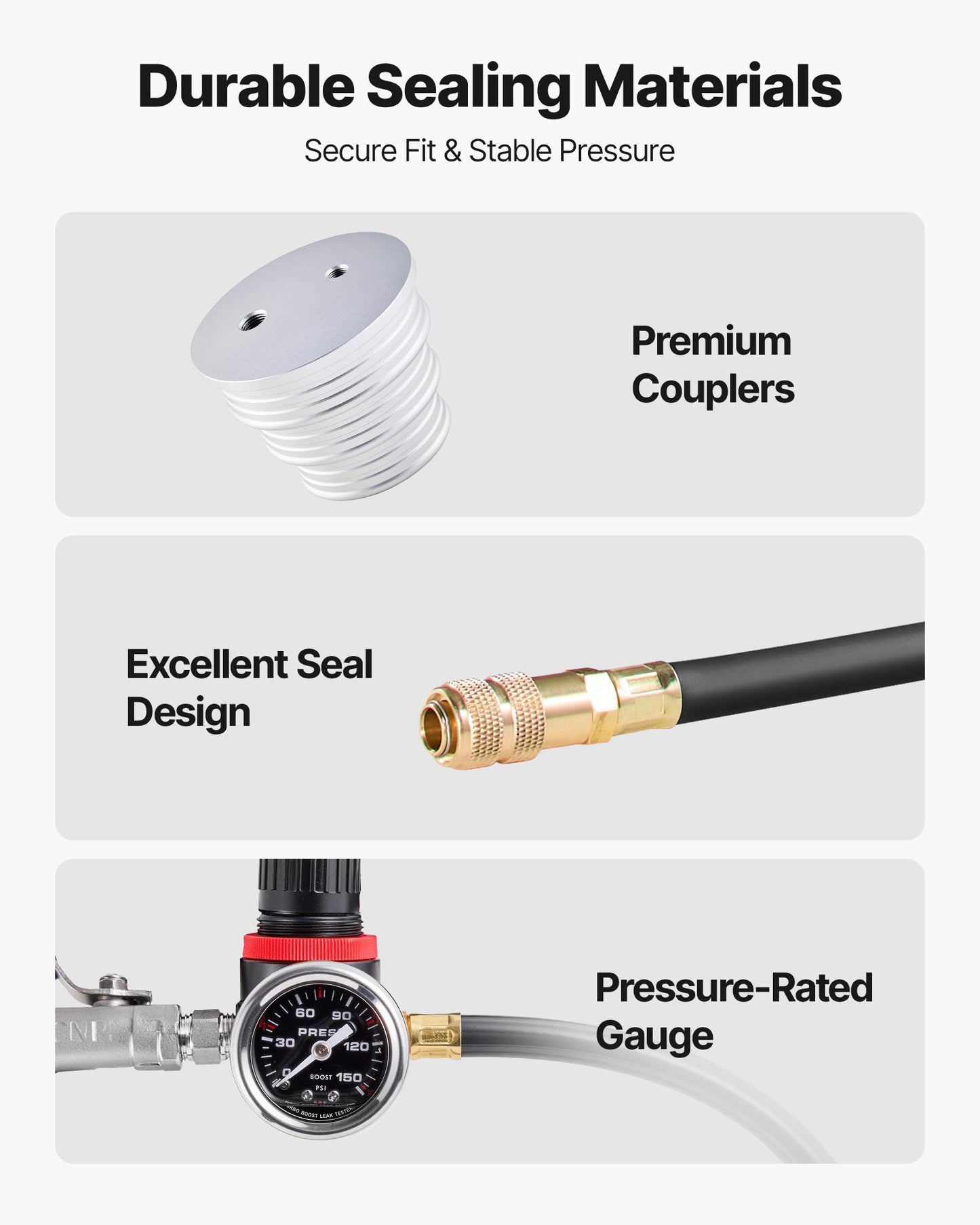 Turbo Boost Leak Tester Kit, Compatible With 3"/3.5"/4" Pipe, 0-150