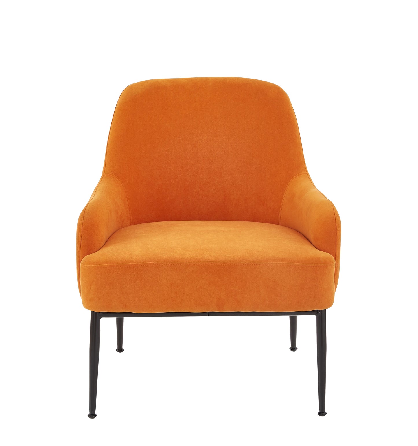 Red Orange Velvet Accent Chair, Modern Upholstered Armchair With