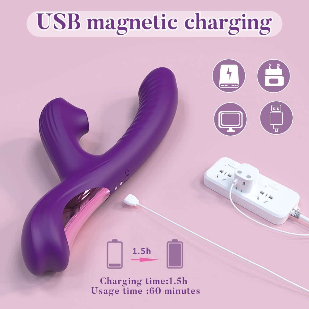 G-Spot Vibrator - Sucking Clit Stimulator Dildo Massager with 10 Modes, Silicone Adult Sex Toy