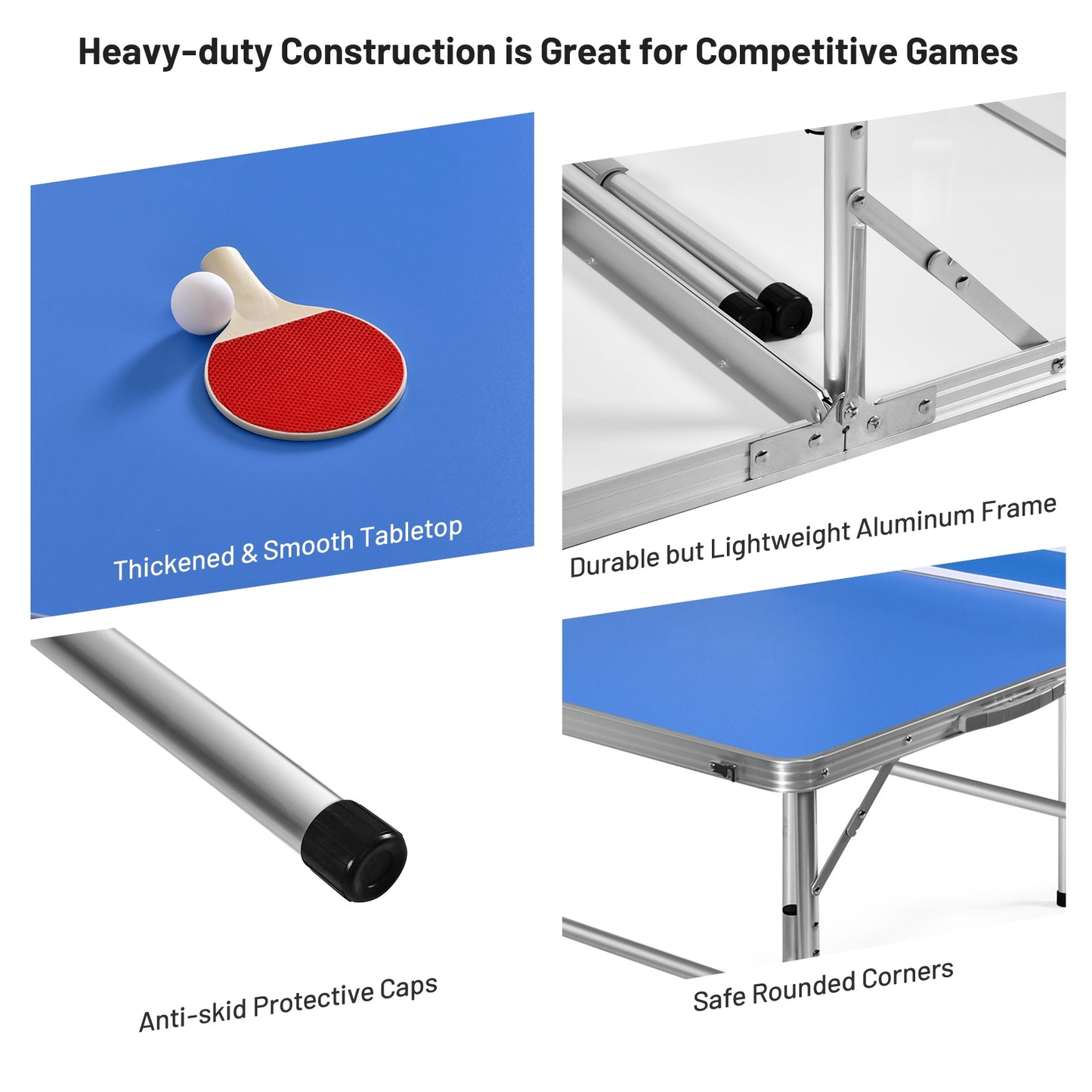 60-Inch Portable Folding Ping Pong Table with Accessories
