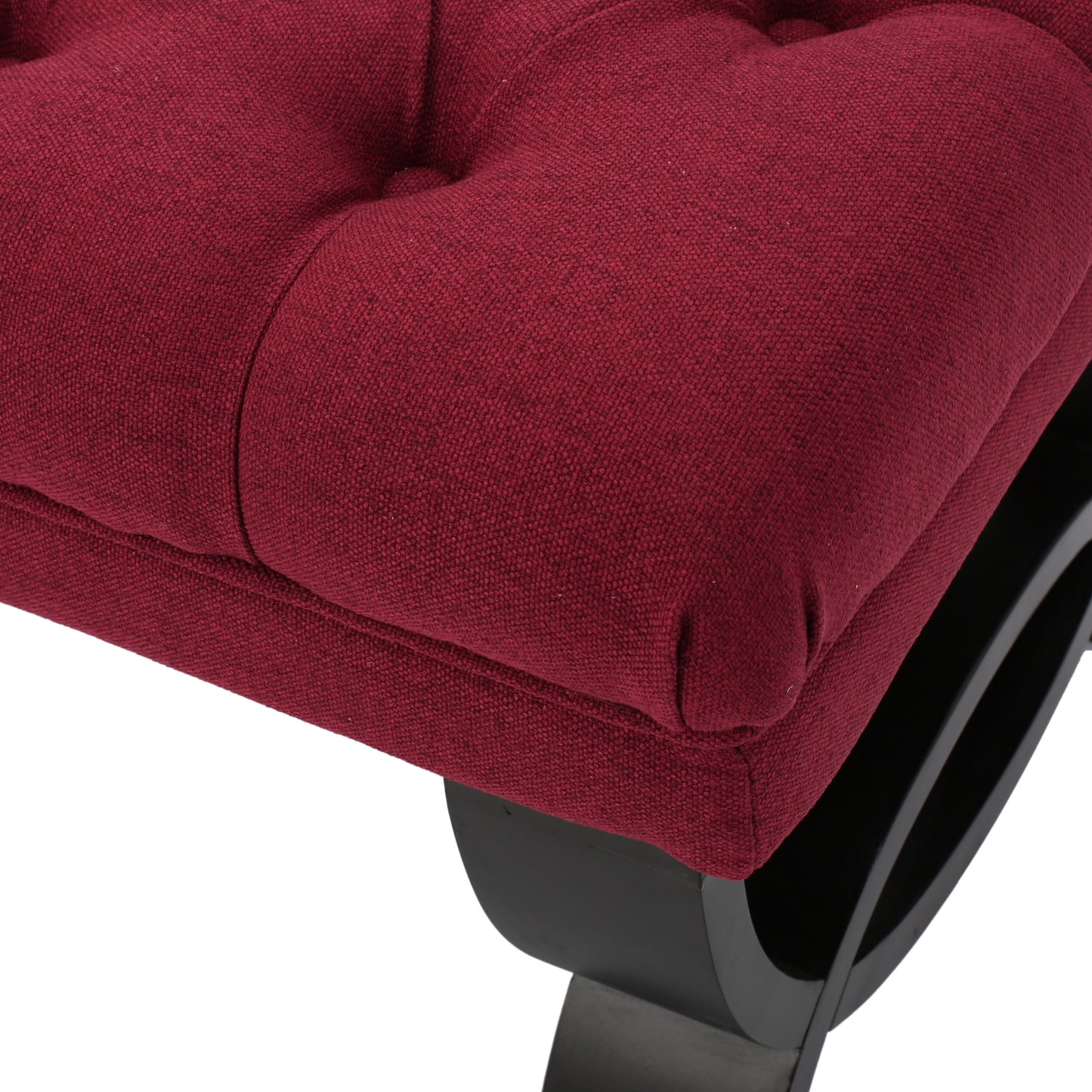 Red Fabric Ottoman Bench with Button Tufting