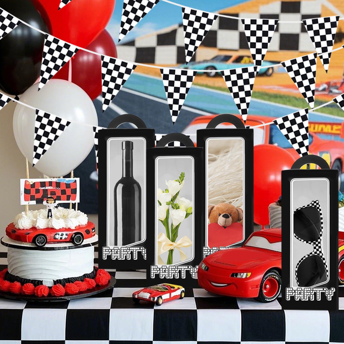 Racecar Party Decoration Set - 48 Pcs with Sunglasses & Gift Boxes