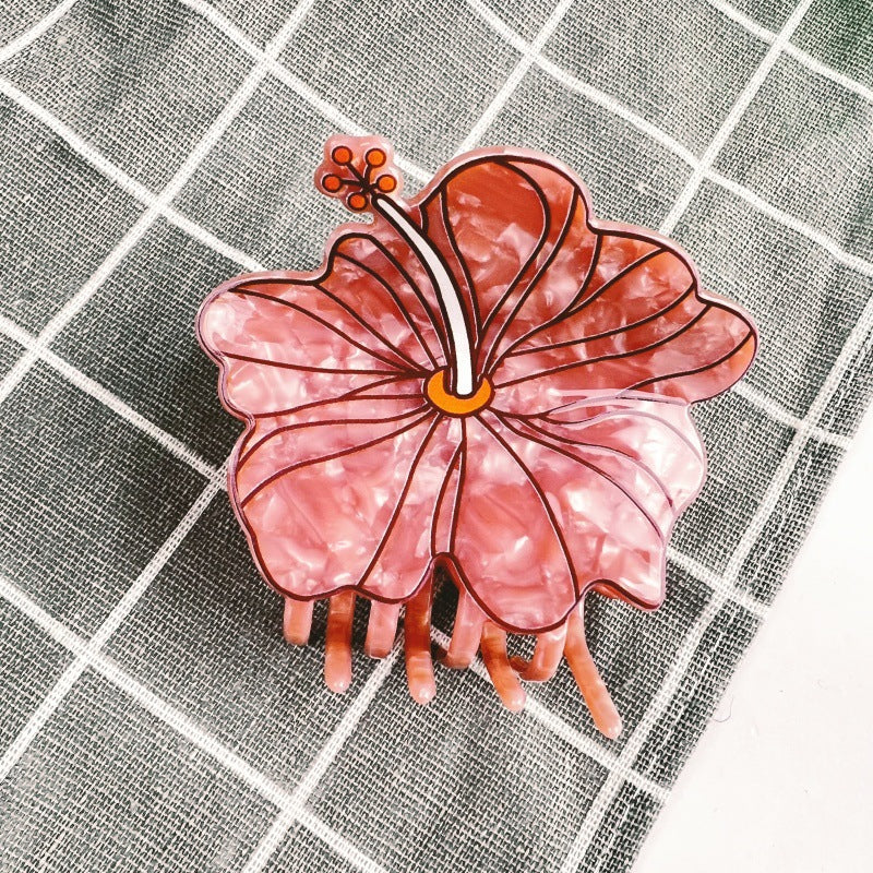 Womens Handmade Acetate Hair Clip with Floral Design