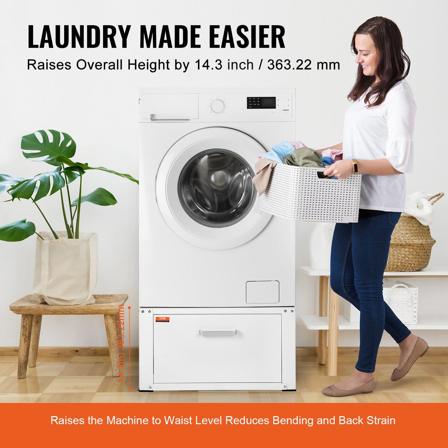 Laundry Pedestal 27" Wide 14.4" Height, Washer And Dryer Base Stand