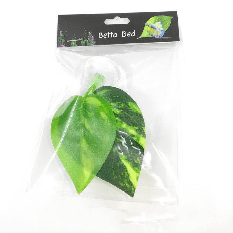 Aquarium Fish Tank Decoration Leaf Rest Double Leaf Design - Betta Fish Landscaping
