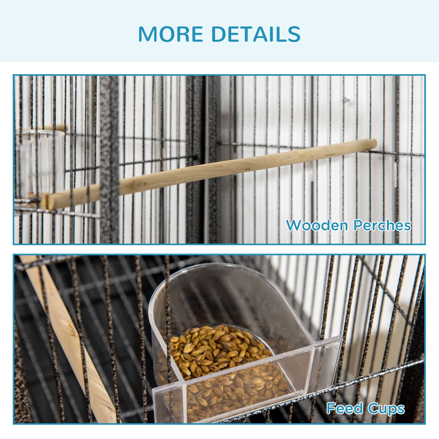 Rolling Bird Cage with Storage Shelf - 65 Inch Small Animal Enclosure