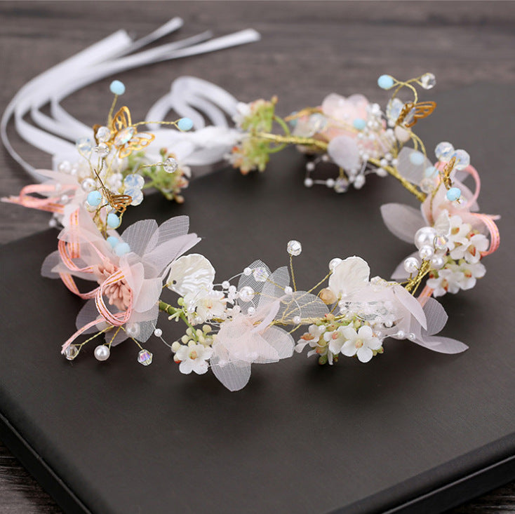 Silk Flower Wreath Hair Band for Weddings