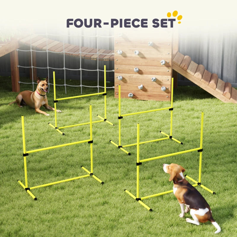 Dog Agility Jump Set with Adjustable Height Bars and Carry Bag - Yellow