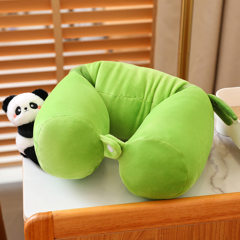 Cute Animal Bamboo Pipe Panda Pillow U-Shaped Neck Support Cushion