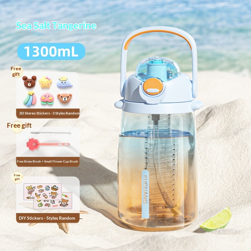 High Temperature Resistant Large Capacity Plastic Water Cup with Straw